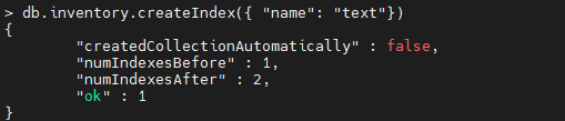 MongoDB create text index.