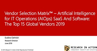 Matrice de sélection de fournisseurs de RIA - Les 15 meilleurs fournisseurs internationaux d'AIOps 2019