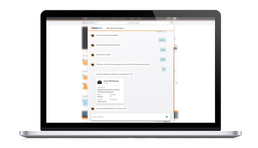 Submit service requests directly from chat