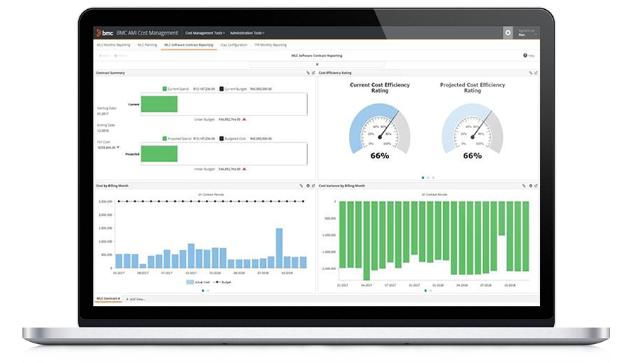 View mainframe software cost status vs. budget