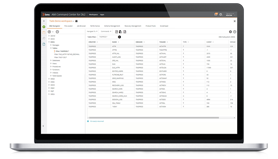 Display databases and table information