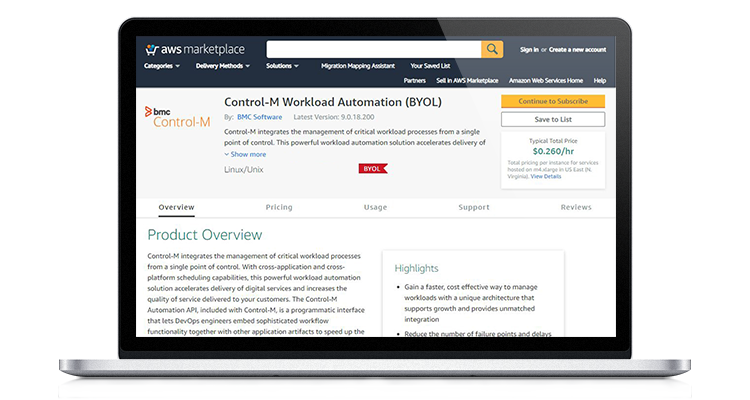 Control-M AWS Marketplace